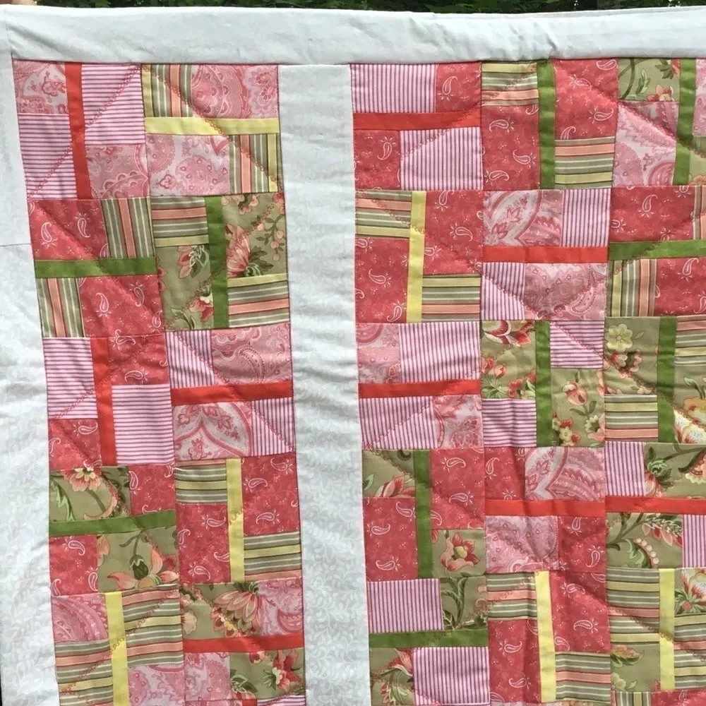 NWT Hand Crafted Orange, Yellow & Greens Quilt